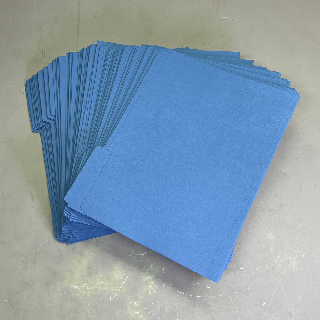 SMEAD (100 PACK) Color File Folders W/ Reinforcement Tabs 1/3 Cut Blue 12034